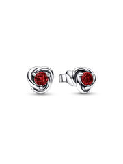 January Red Eternity Circle Stud Earrings - Sterling silver
