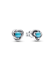 December Turquoise Blue Eternity Circle Stud Earrings - Sterling silver