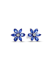 Sparkling Blue Herbarium Cluster Stud Earrings - Sterling silver