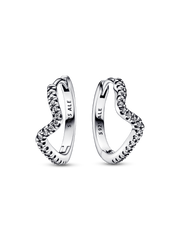 Sparkling Wave Hoop Earrings - Sterling silver