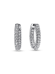 Pavé Round Necklace and Hoop Earrings Set