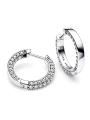 Pandora Timeless Pavé Single-row Hoop Earrings - Sterling silver