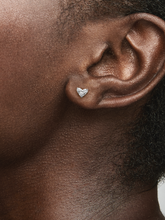 Triple Stone Heart Stud Earrings - Sterling silver