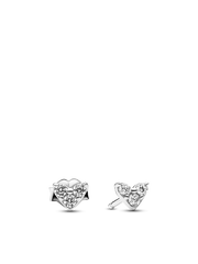 Triple Stone Heart Station Necklace and Earring Set