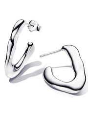 FINAL SALE - Organically V-shaped Open Hoop Earrings - Sterling silver