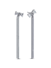 Pavé Bow Drop Earrings - Sterling silver