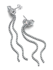Pavé Bow Drop Earrings - Sterling silver