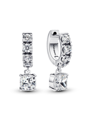 FINAL SALE - Pavé Dangle Hoop Earrings - Sterling silver