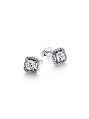 Square Halo Stud Earrings - Sterling silver