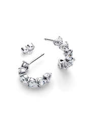Sparkling Hearts Open Hoop Earrings - Sterling silver