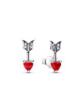 Arrow & Murano Glass Heart Stud Earrings - Sterling silver