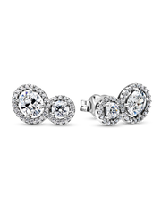 Embracing Halo Stud Earrings - Sterling silver