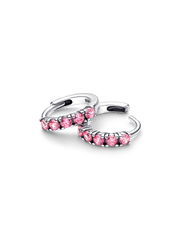 Pink Huggie Earrings - Sterling silver