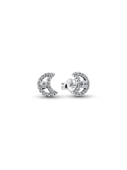 Sparkling Moon Stud Earrings - Sterling silver