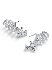 Bridgerton Sparkling Bow Climber Earrings - Sterling silver