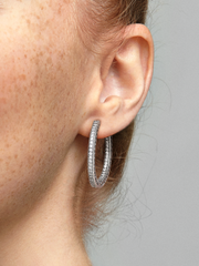 Sparkle and Hearts Hoop Earrings - Sterling silver