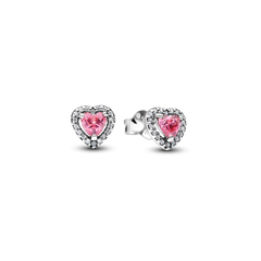 Pink Sparkling Heart Bracelet and Earring Set