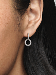 Sparkling Double Hoop Earrings - Sterling silver