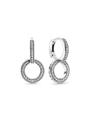 Sparkling Double Hoop Earrings - Sterling silver