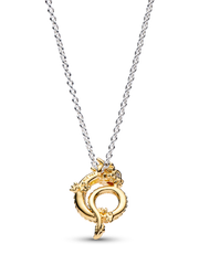 Dragon Collier Necklace - Sterling silver, 14k gold plating