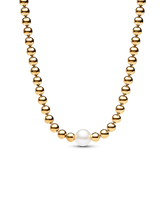 FINAL SALE - Treated Freshwater Cultured Pearl & Beads Collier Necklace - 14k gold plating
