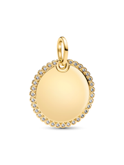 Engravable Sparkling Round Tag Pendant Necklace