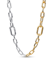 Two-tone Heart & Key Necklace Set