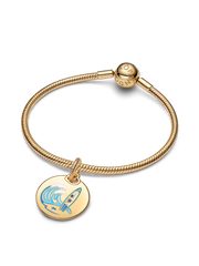 Surfing Round Tag Dangle Charm - 14k gold plating