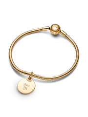Engravable Round Tag Dangle Charm - 14k gold plating