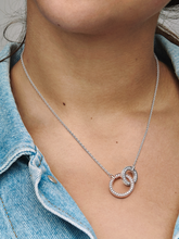 Pandora Signature Two tone Intertwined Circles Necklace - Sterling silver, 14k rose gold plating