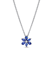 Sparkling Blue Herbarium Cluster Pendant Necklace - Sterling silver