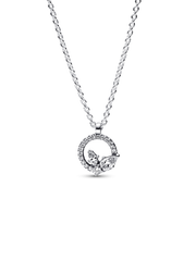 FINAL SALE - Sparkling Herbarium Circle & Cluster Pendant Necklace - Sterling silver