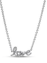 Sparkling Handwritten Love Collier Necklace - Sterling silver
