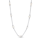 FINAL SALE - Treated Freshwater Cultured Pearl Station Chain Necklace - Sterling silver