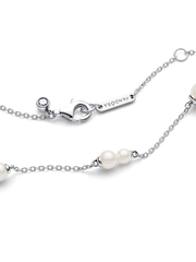 FINAL SALE - Treated Freshwater Cultured Pearl Station Chain Necklace - Sterling silver