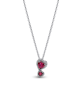 Red Halo Hearts Pendant Necklace - Sterling silver