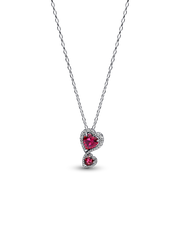 Red Halo Hearts Pendant Necklace - Sterling silver