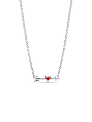 Arrow & Murano Glass Heart Necklace - Sterling silver