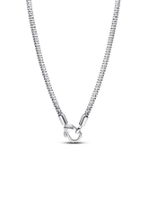 Studded Clasp & Chain Necklace - Sterling silver
