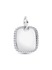 Engravable Sparkling Square Tag Pendant Necklace