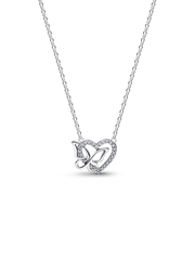 Entwined Heart & Butterfly Pendant Necklace - Sterling silver