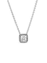 Square Sparkle Halo Necklace - Sterling silver
