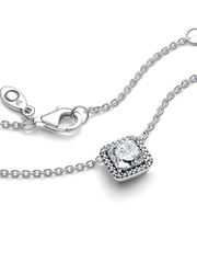 Square Sparkle Halo Necklace - Sterling silver