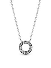 Pavé and Logo Circle Necklace and Earring Set