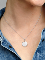Engravable Round Tag Pendant - Sterling silver