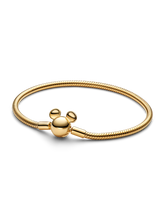 Disney Mickey Mouse Clasp Moments Snake Chain Bracelet - 14k gold plating