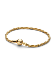 Round Pandora Clasp Twisted Snake Chain Bracelet - 14k gold plating