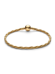 Round Pandora Clasp Twisted Snake Chain Bracelet - 14k gold plating