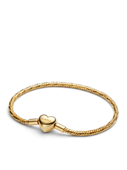 Heart Clasp Faceted Snake Chain Bracelet - 14k gold plating