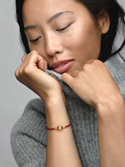 Pandora Moments Red Woven Leather Bracelet - 14k gold plating